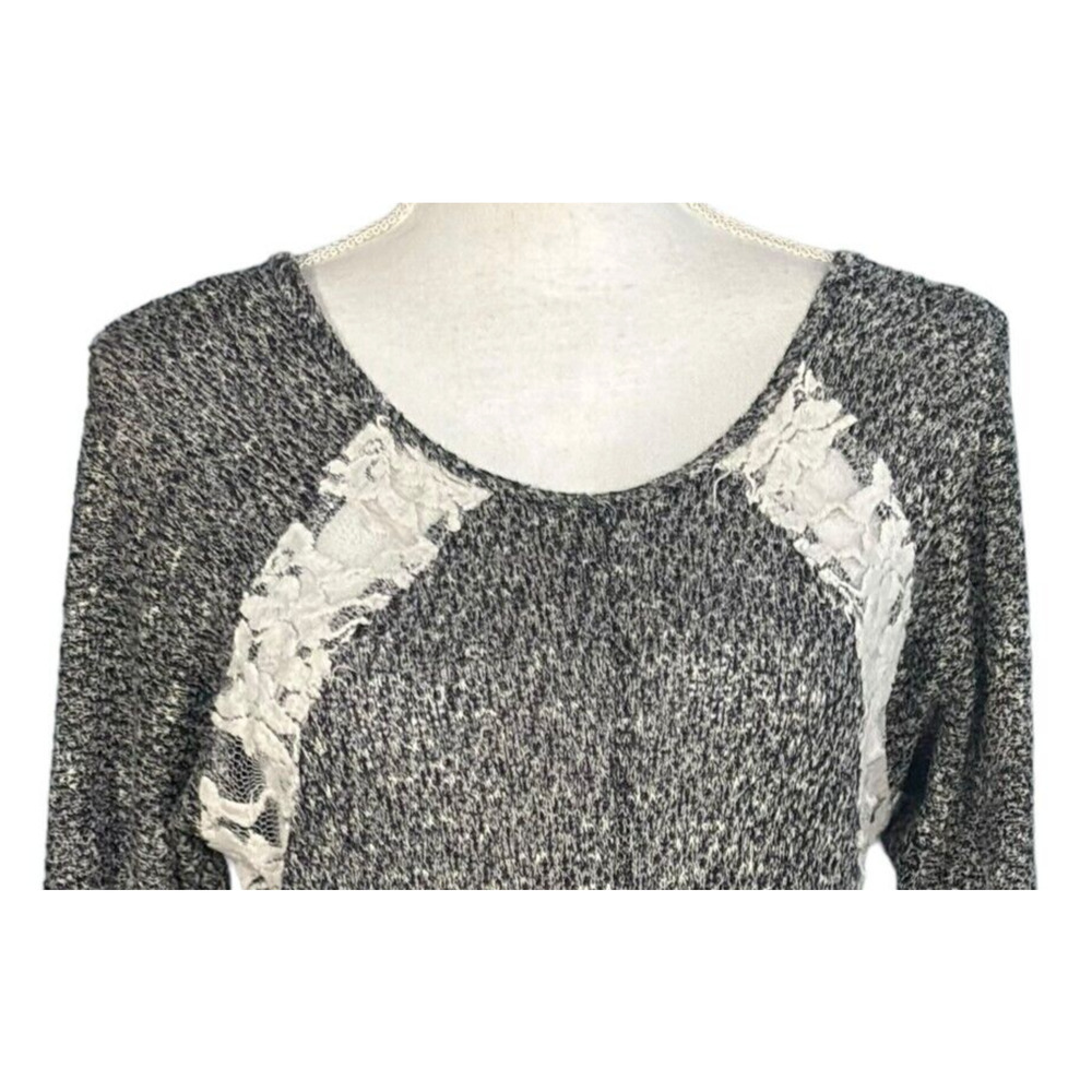 T Party Tunic Top Size Medium Lace Gray Sheer Flowy Festival Whimsigoth Boho - Picture 3 of 9